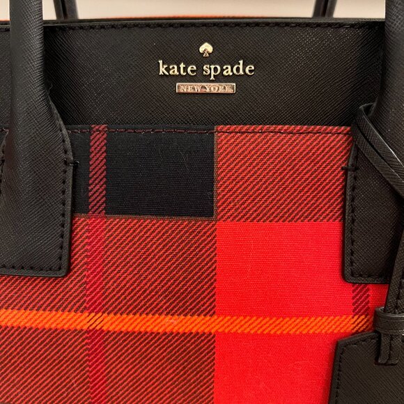 NWOT RARE ♠️ Kate Spade ♠️ Cameron Street Candace Satchel Purse -Red/Black Plaid - Picture 5 of 10